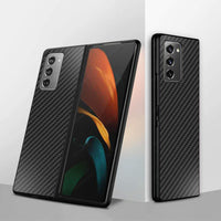 HKM-629395 5G Folding Screen Phone Case for Samsung Galaxy Fold2/Fold3 - Anti-Drop Carbon Fiber Design