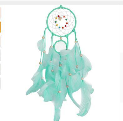 HKM-629459 Colorful Feather Dreamcatcher Wall Decoration - Pink, White, Blue, Purple, Green