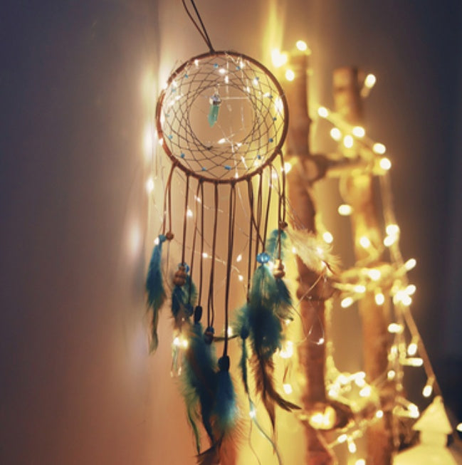HKM-629459 Colorful Feather Dreamcatcher Wall Decoration - Pink, White, Blue, Purple, Green