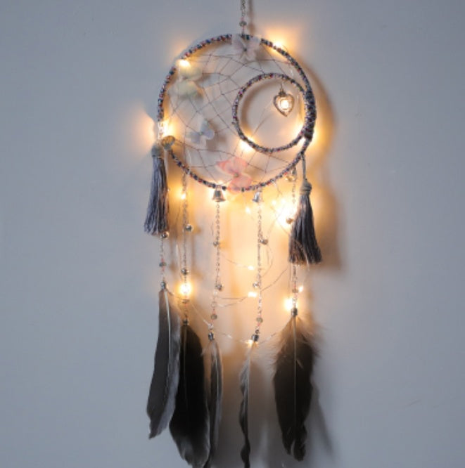 HKM-629459 Colorful Feather Dreamcatcher Wall Decoration - Pink, White, Blue, Purple, Green