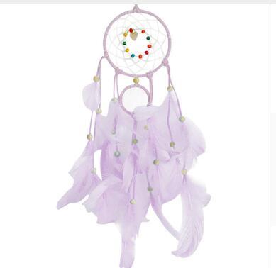 HKM-629459 Colorful Feather Dreamcatcher Wall Decoration - Pink, White, Blue, Purple, Green