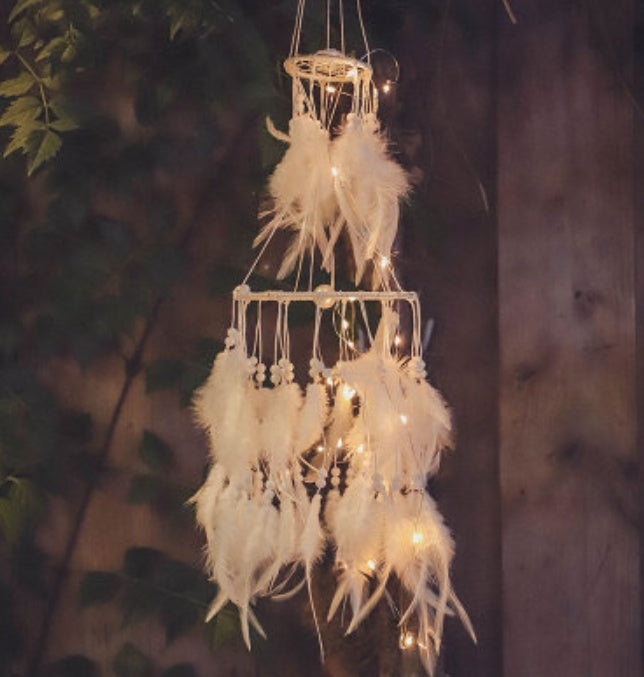 HKM-629459 Colorful Feather Dreamcatcher Wall Decoration - Pink, White, Blue, Purple, Green