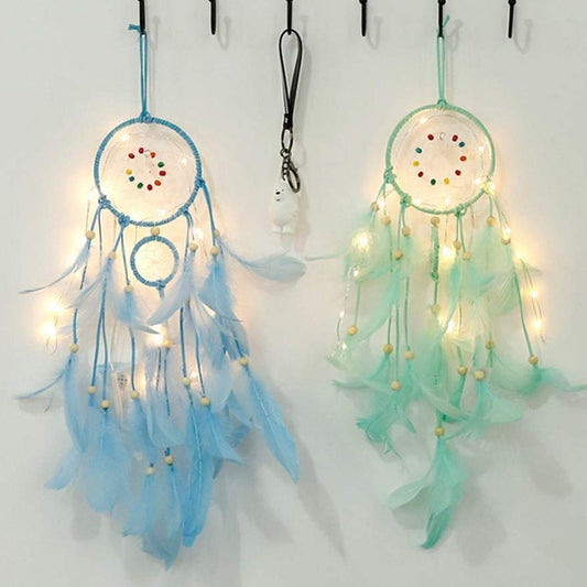 HKM-629459 Colorful Feather Dreamcatcher Wall Decoration - Pink, White, Blue, Purple, Green