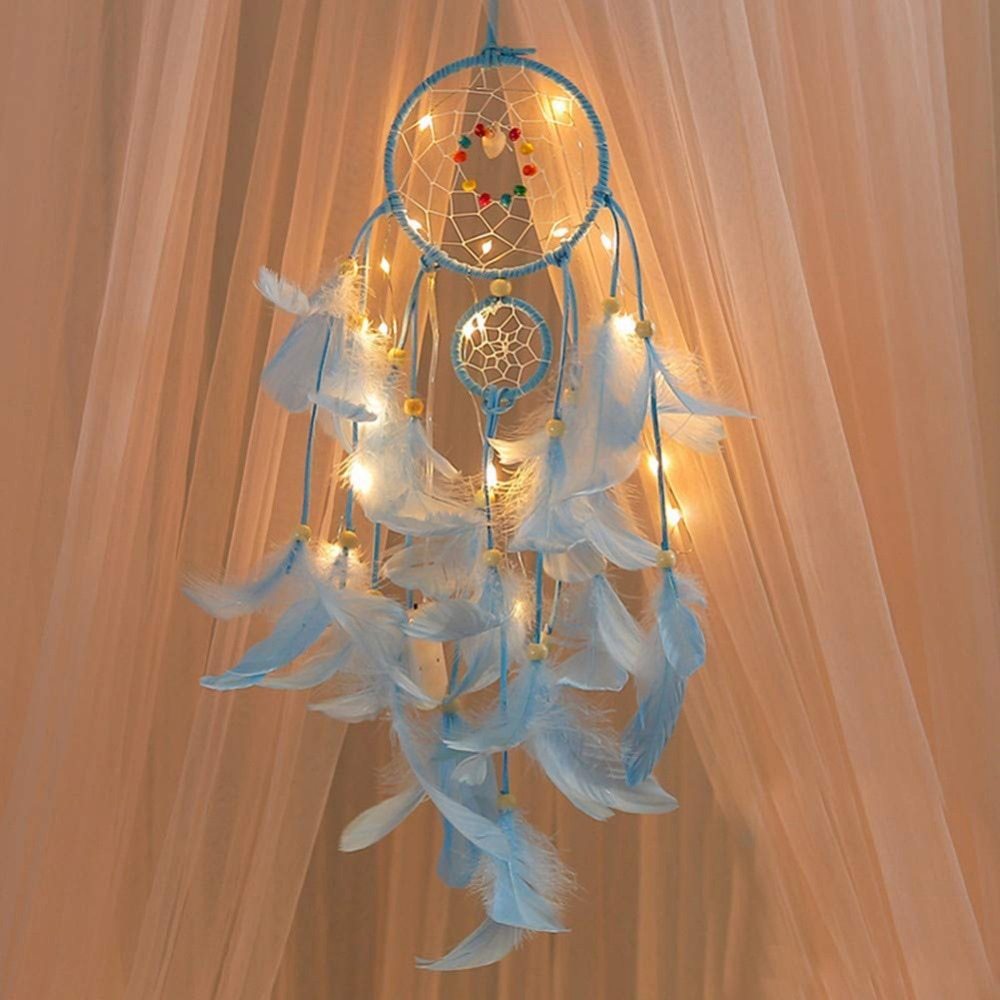 HKM-629459 Colorful Feather Dreamcatcher Wall Decoration - Pink, White, Blue, Purple, Green
