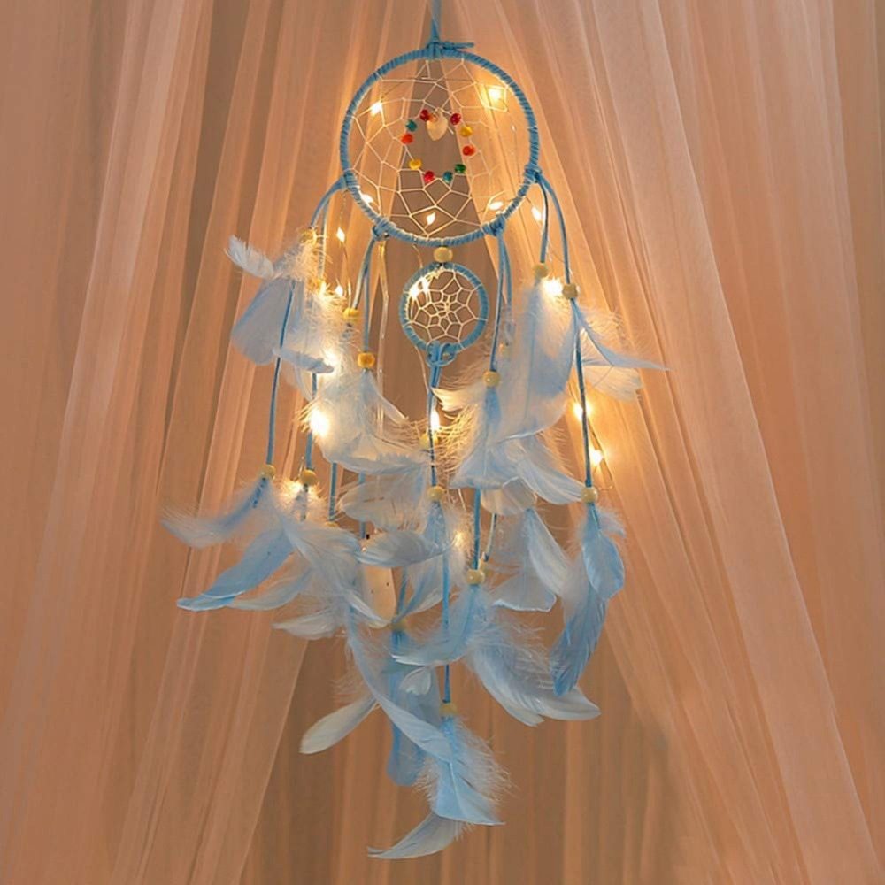 HKM-629459 Colorful Feather Dreamcatcher Wall Decoration - Pink, White, Blue, Purple, Green