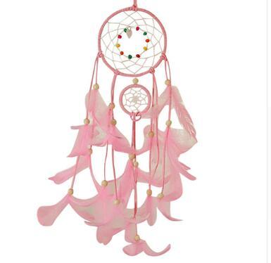 HKM-629459 Colorful Feather Dreamcatcher Wall Decoration - Pink, White, Blue, Purple, Green