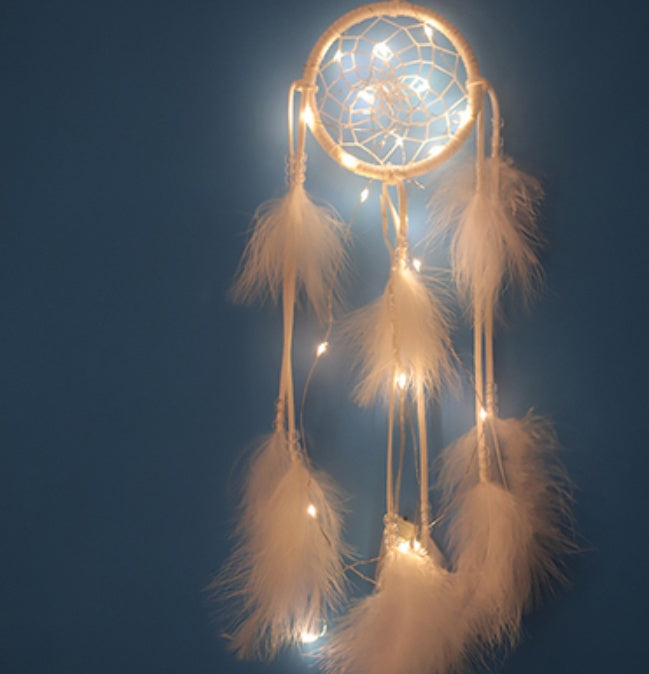 HKM-629459 Colorful Feather Dreamcatcher Wall Decoration - Pink, White, Blue, Purple, Green
