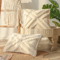 HKM-629587 Moroccan Style Tassel Tufted Pillow Cover - 45x45cm & 30x50cm Options