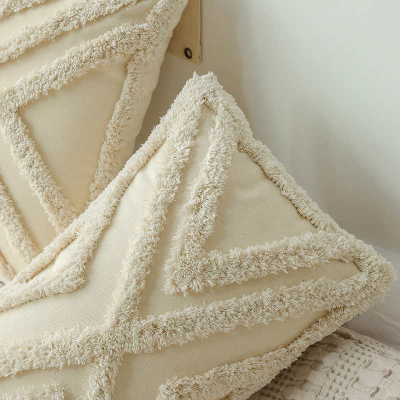 HKM-629587 Moroccan Style Tassel Tufted Pillow Cover - 45x45cm & 30x50cm Options