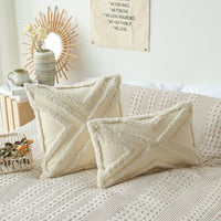 HKM-629587 Moroccan Style Tassel Tufted Pillow Cover - 45x45cm & 30x50cm Options
