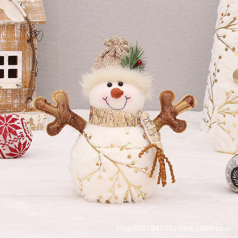 HKM-629587 Velvet Christmas Snowman Decor with Pointed and Round Hats in Various Sizes