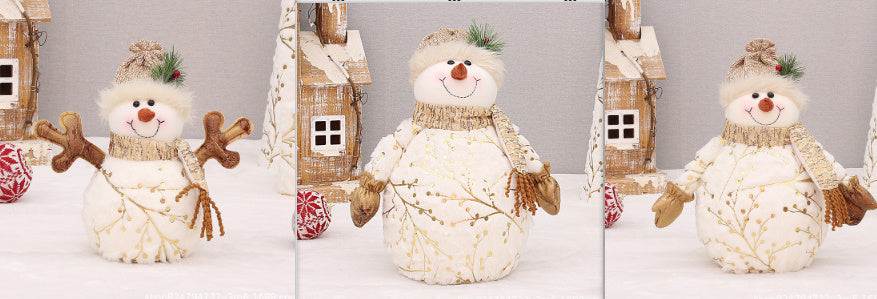 HKM-629587 Velvet Christmas Snowman Decor with Pointed and Round Hats in Various Sizes