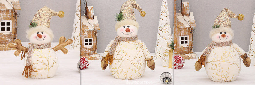 HKM-629587 Velvet Christmas Snowman Decor with Pointed and Round Hats in Various Sizes