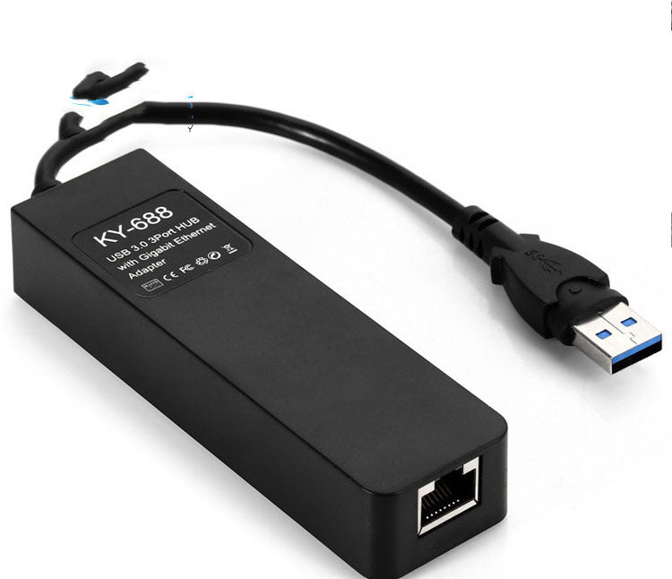 HKM-629651 USB 3.0 Gigabit Ethernet Hub with LED Indicator, Model xjx-qz3.0u, 1000Mbps Network Card