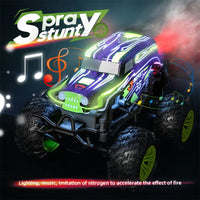 HKM-629715 Remote Control 1/18 Scale Music Spray Stunt Car Toy for Kids - Electric Indoor/Outdoor Vehicle
