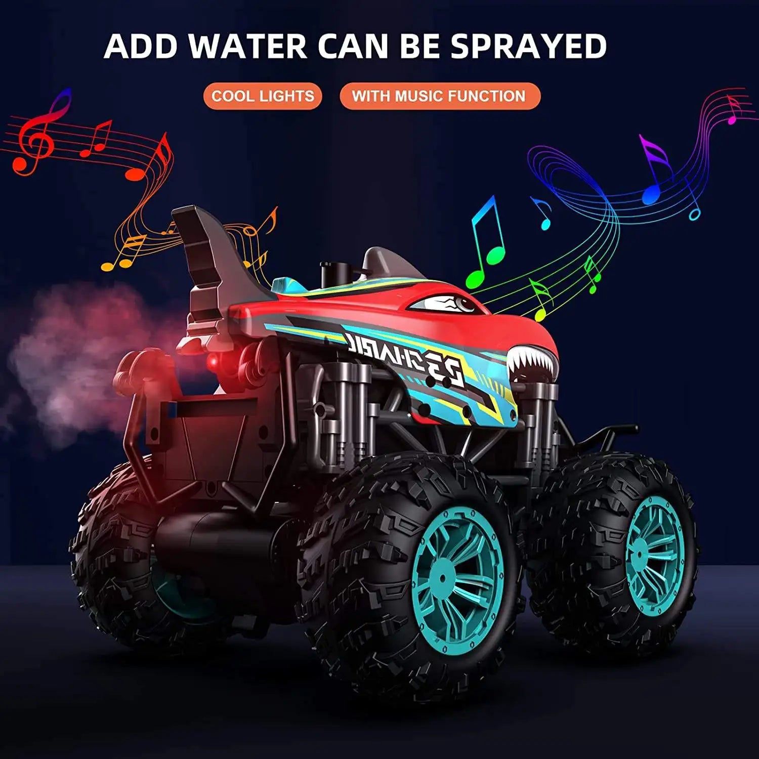 HKM-629715 Remote Control 1/18 Scale Music Spray Stunt Car Toy for Kids - Electric Indoor/Outdoor Vehicle