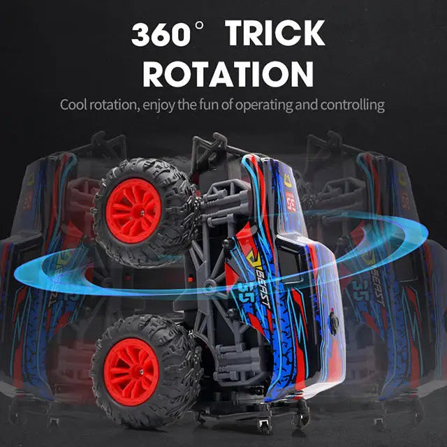 HKM-629715 Remote Control 1/18 Scale Music Spray Stunt Car Toy for Kids - Electric Indoor/Outdoor Vehicle