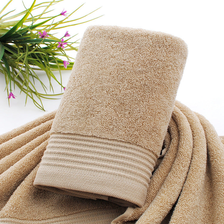 HKM-629715 Thickened Cotton Embroidered Face Washing Towel - 75x35 cm - White, Khaki, Dark Blue