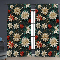 HKM-629843 Christmas 3D Printed Floral Curtains - Set of 2, Various Sizes and High Shading 71%-90%
