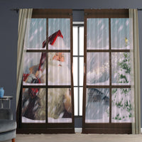 HKM-629843 Christmas 3D Printed Floral Curtains - Set of 2, Various Sizes and High Shading 71%-90%