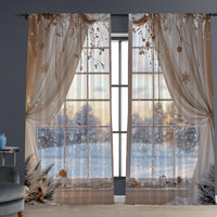 HKM-629843 Christmas 3D Printed Floral Curtains - Set of 2, Various Sizes and High Shading 71%-90%