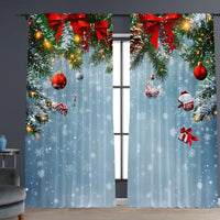 HKM-629843 Christmas 3D Printed Floral Curtains - Set of 2, Various Sizes and High Shading 71%-90%