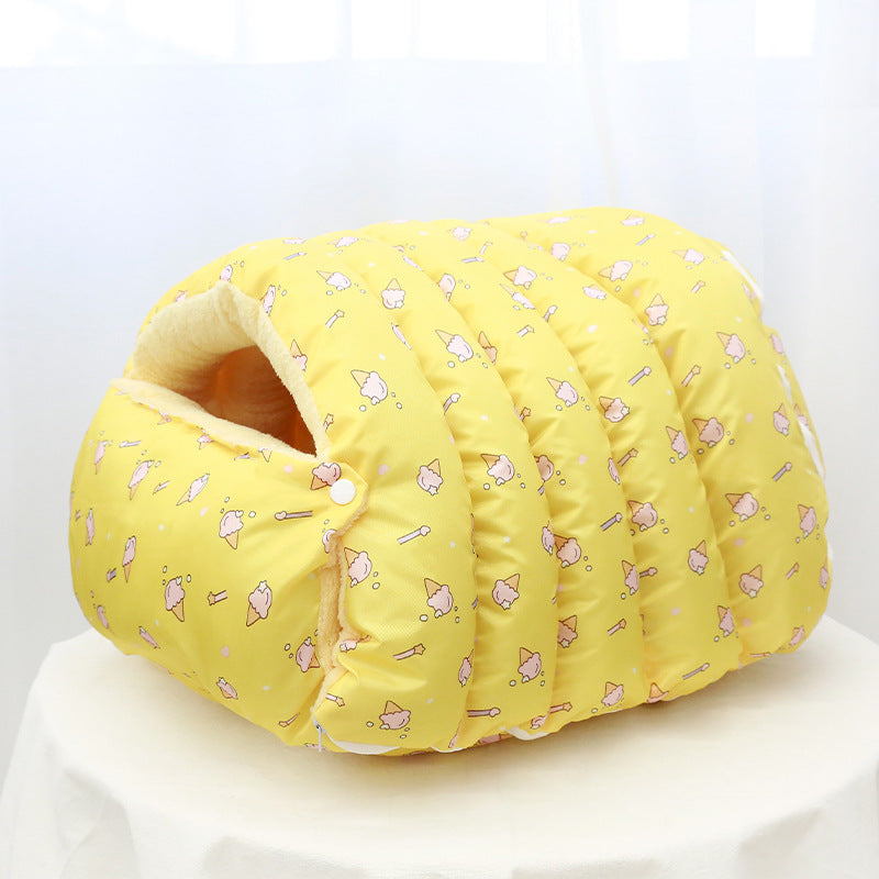HKM-629843 Four Seasons Universal Removable Washable House Closed Cat Kennel Enclosed Cat Nest Sleeping Bag With Plus Space