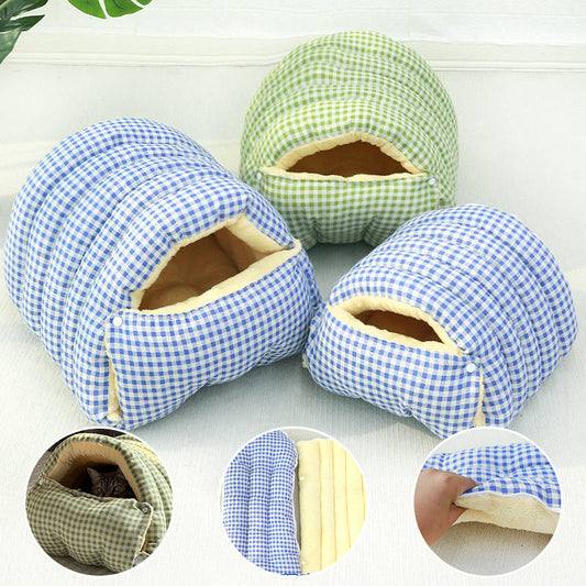 HKM-629843 Four Seasons Universal Removable Washable House Closed Cat Kennel Enclosed Cat Nest Sleeping Bag With Plus Space