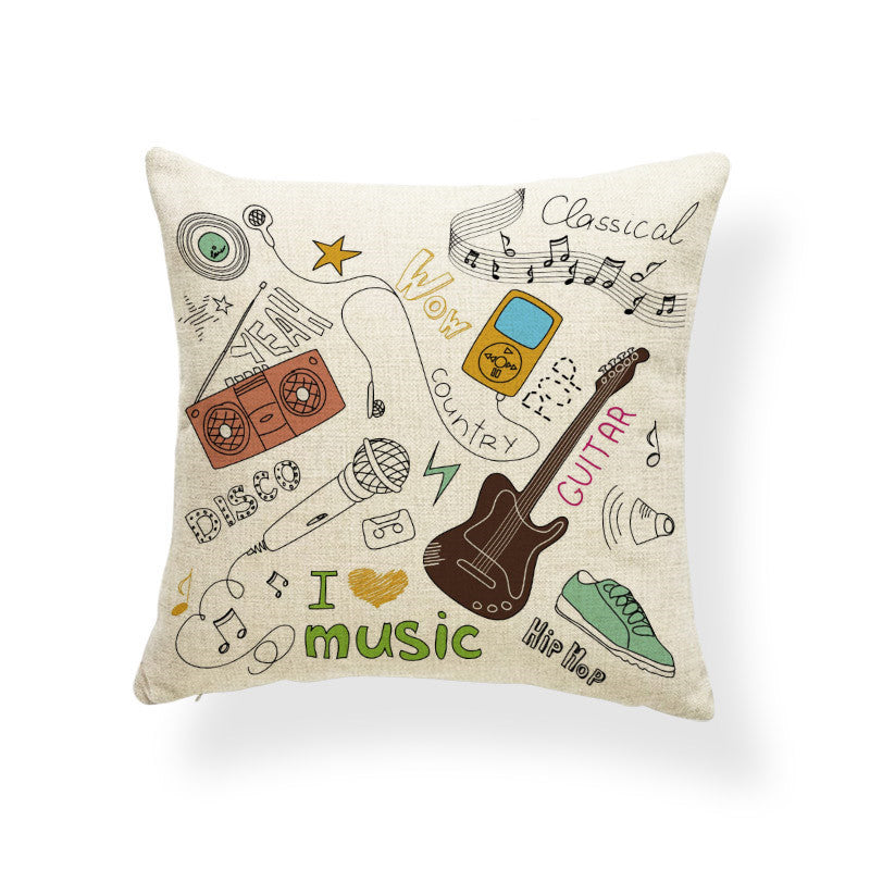 KTX-629971 Cartoon-Inspired Cotton and Linen Pillowcase with Polyester Filling