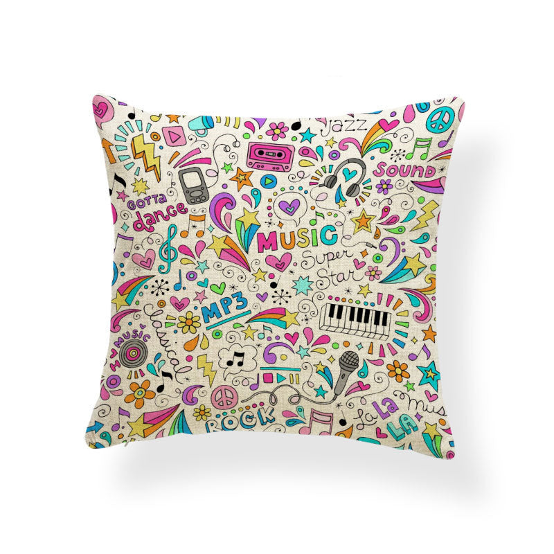 KTX-629971 Cartoon-Inspired Cotton and Linen Pillowcase with Polyester Filling