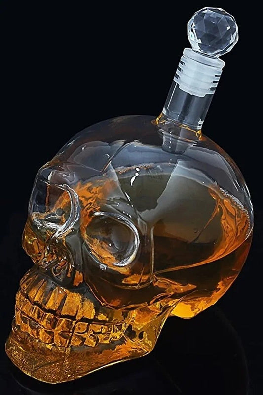 HKM-630099 Handmade Crystal Skull Glass Bottle 350ml for Whiskey, Liquor, or Beverage Serving