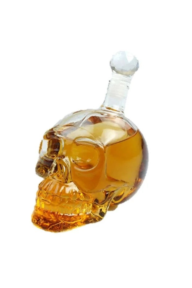 HKM-630099 Handmade Crystal Skull Glass Bottle 350ml for Whiskey, Liquor, or Beverage Serving