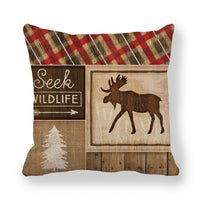 HKM-630099 Wild Animal Cartoon Linen Pillow Cover - 45x45cm, Chinese Style, Multiple Colors