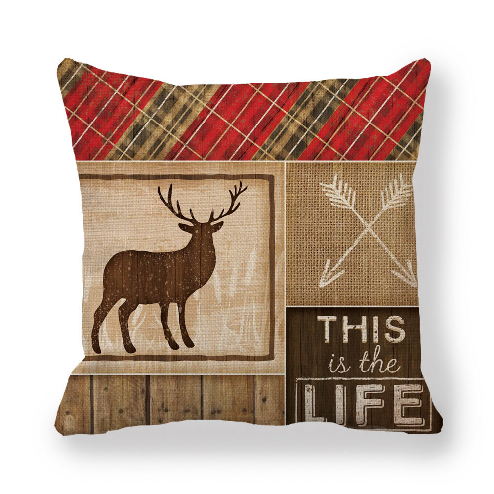 HKM-630099 Wild Animal Cartoon Linen Pillow Cover - 45x45cm, Chinese Style, Multiple Colors