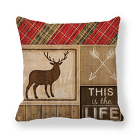 HKM-630099 Wild Animal Cartoon Linen Pillow Cover - 45x45cm, Chinese Style, Multiple Colors