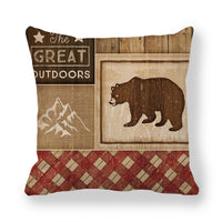 HKM-630099 Wild Animal Cartoon Linen Pillow Cover - 45x45cm, Chinese Style, Multiple Colors