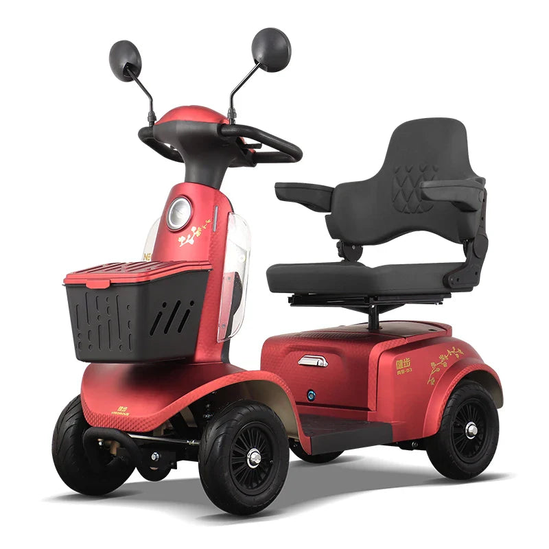 KTX-630163 4 Wheel Electric Mobility Scooter with Electromagnetic Brakes, LED Lights, and 40-60km Range