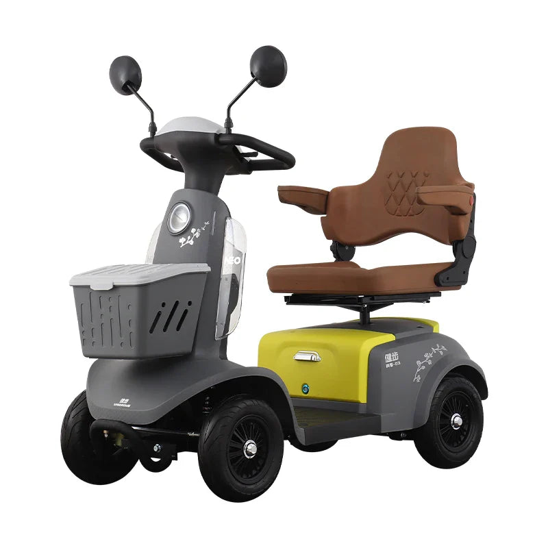 KTX-630163 4 Wheel Electric Mobility Scooter with Electromagnetic Brakes, LED Lights, and 40-60km Range