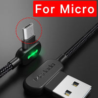HKM-630355 90 Degree USB Gaming Charger for iPhone - 1.8m Micro USB Data Cable with Intelligent Protection