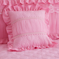 HKM-630355 Lace Quilted Padded Pillowcase - Stylish Soft Cushion Cover in Multiple Colors, 50x50cm