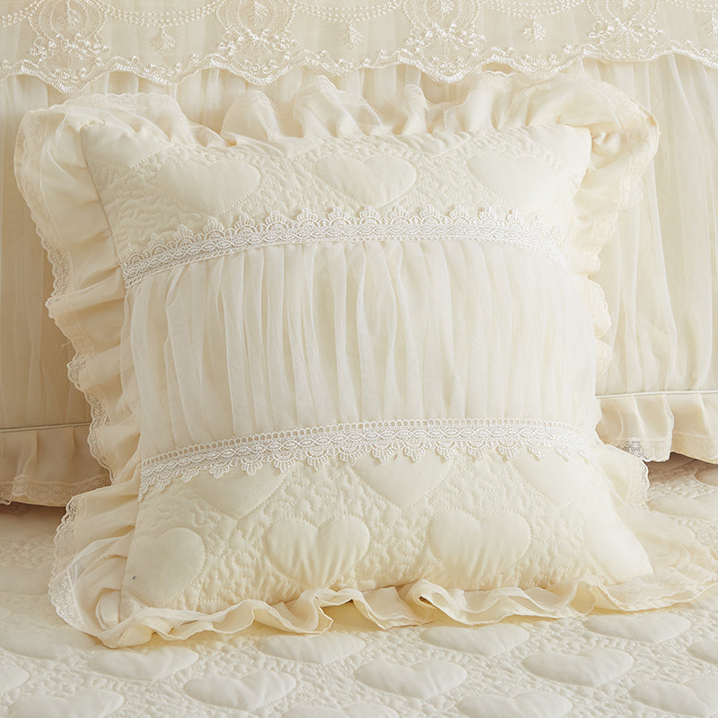 HKM-630355 Lace Quilted Padded Pillowcase - Stylish Soft Cushion Cover in Multiple Colors, 50x50cm