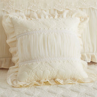 HKM-630355 Lace Quilted Padded Pillowcase - Stylish Soft Cushion Cover in Multiple Colors, 50x50cm
