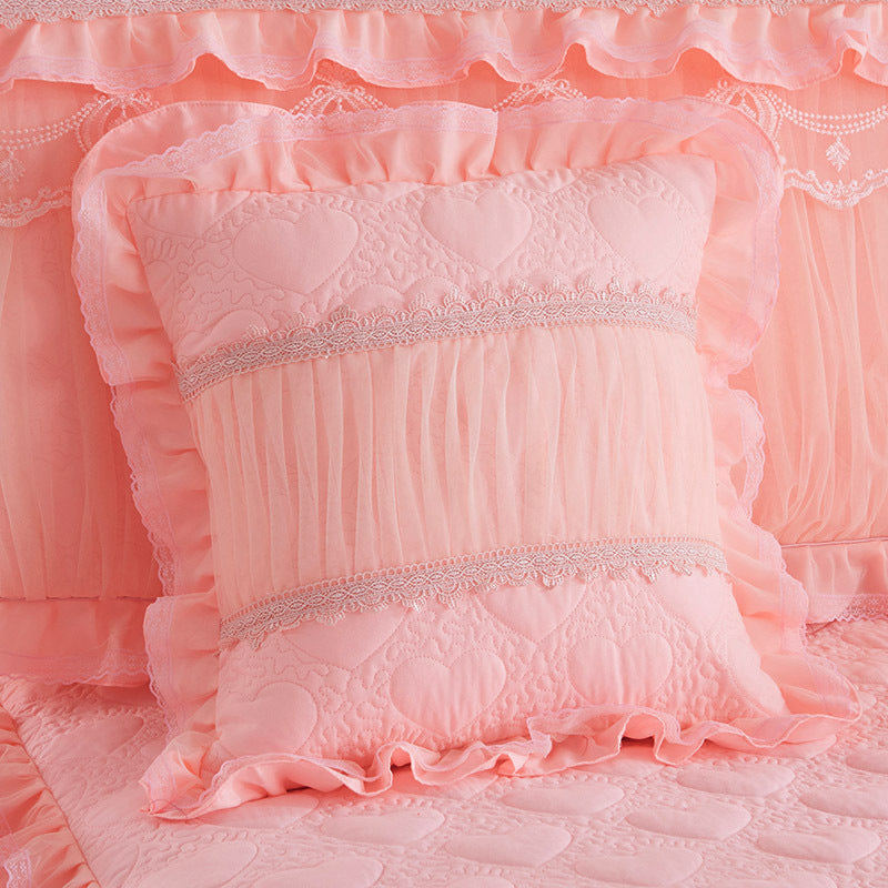 HKM-630355 Lace Quilted Padded Pillowcase - Stylish Soft Cushion Cover in Multiple Colors, 50x50cm