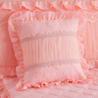 HKM-630355 Lace Quilted Padded Pillowcase - Stylish Soft Cushion Cover in Multiple Colors, 50x50cm