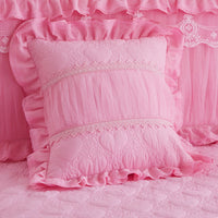HKM-630355 Lace Quilted Padded Pillowcase - Stylish Soft Cushion Cover in Multiple Colors, 50x50cm