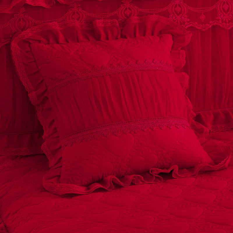 HKM-630355 Lace Quilted Padded Pillowcase - Stylish Soft Cushion Cover in Multiple Colors, 50x50cm