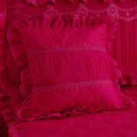 HKM-630355 Lace Quilted Padded Pillowcase - Stylish Soft Cushion Cover in Multiple Colors, 50x50cm