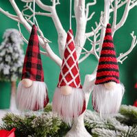 HKM-630419 12 Pcs Christmas Gnome Ornaments Set - Small Hanging Tomte Santa Decorations for Tree and Holiday Decor