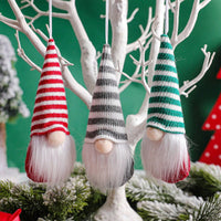 HKM-630419 12 Pcs Christmas Gnome Ornaments Set - Small Hanging Tomte Santa Decorations for Tree and Holiday Decor