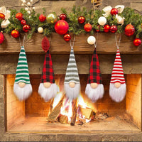 HKM-630419 12 Pcs Christmas Gnome Ornaments Set - Small Hanging Tomte Santa Decorations for Tree and Holiday Decor
